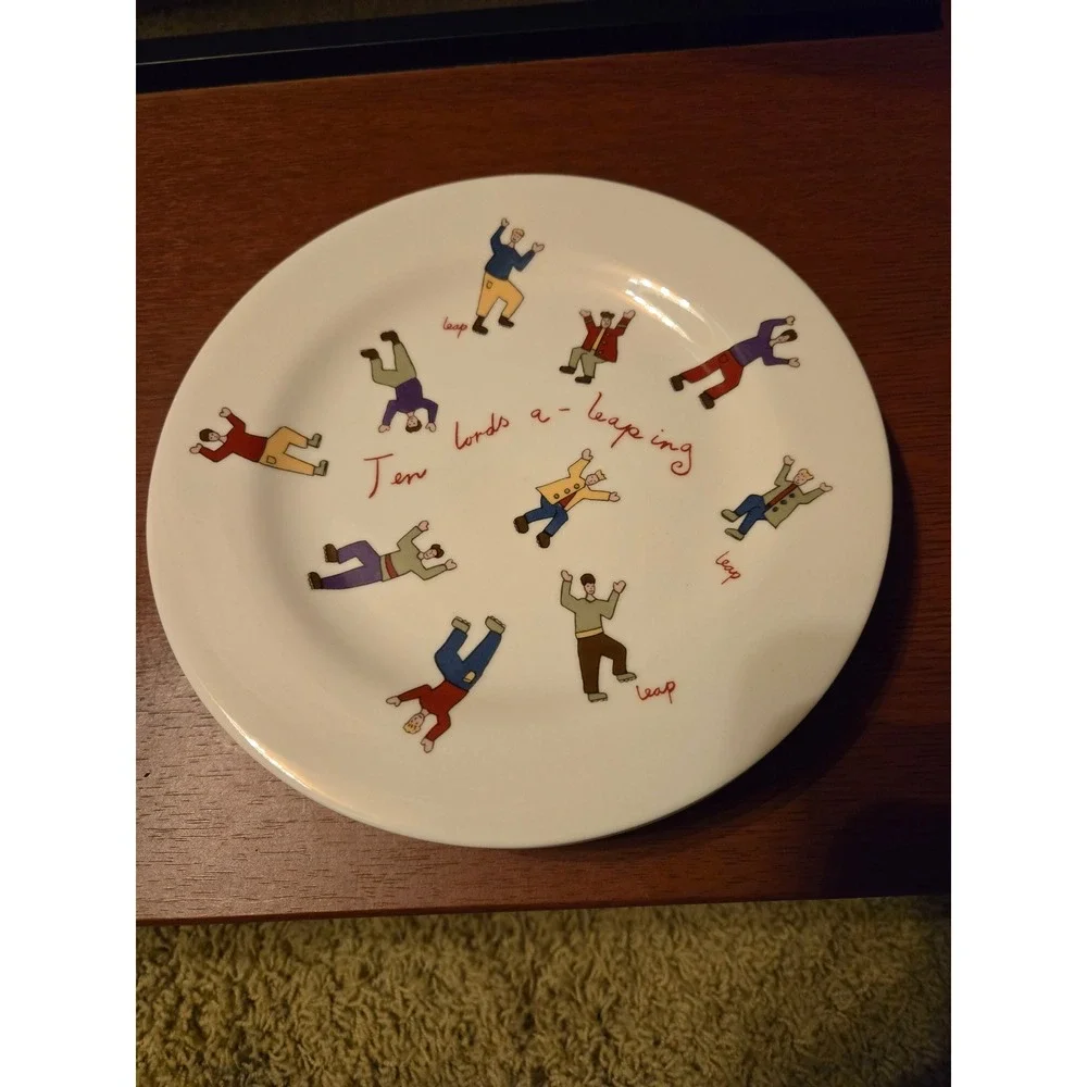 12 Days of Christmas Plate Set Complete 12 Piece Holiday Dessert Appetizer White